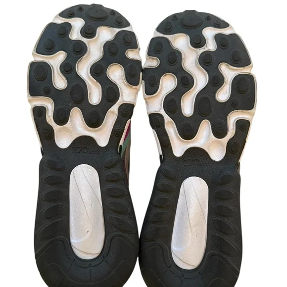 Nike Air Max 270 Sneakers - React Run Girls Size 6Y Gray, Green, Purple, Yellow - Picture 11 of 14